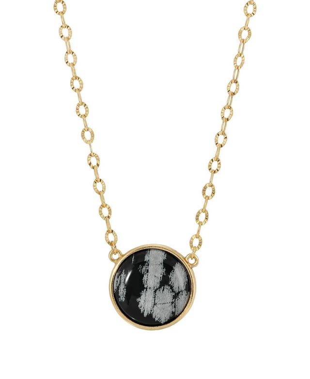 1928 Gold Tone Simulated Snowflake Obsidian Necklace, Womens, White Product Image