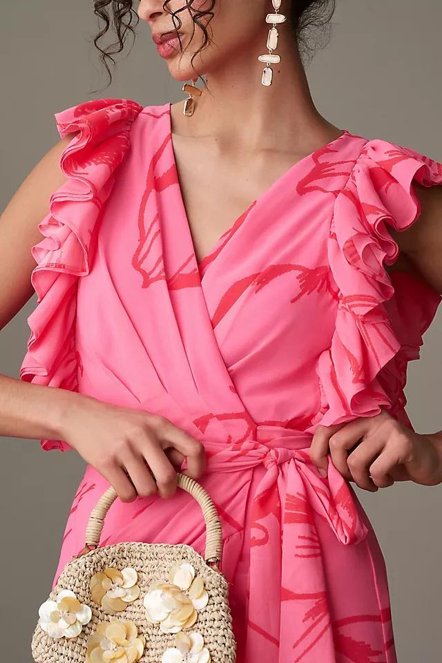 Hutch Beck Ruffled V-Neck Wrap Midi Dress Product Image