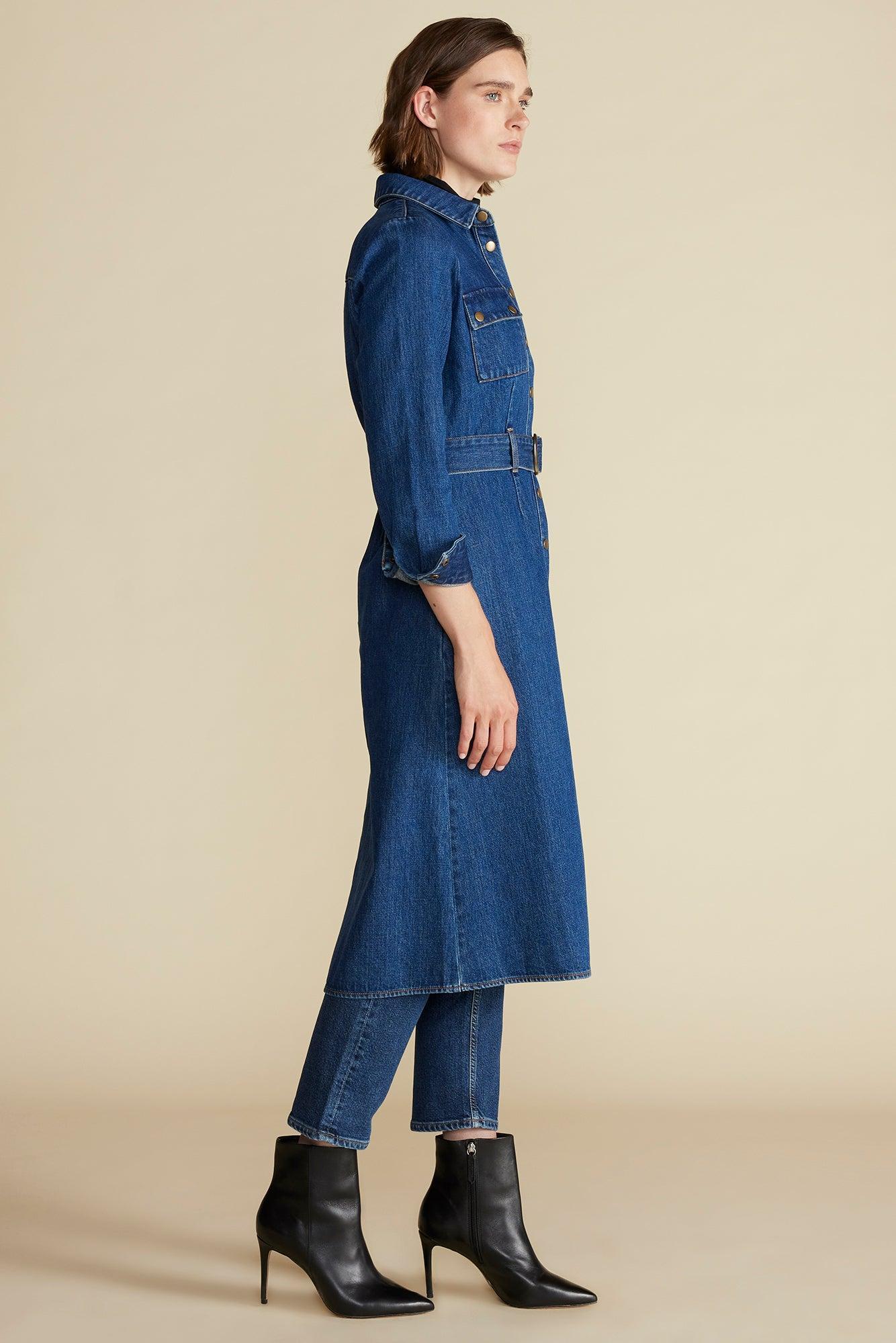 Joyce Denim Shirt Dress - Indigo Blue Product Image