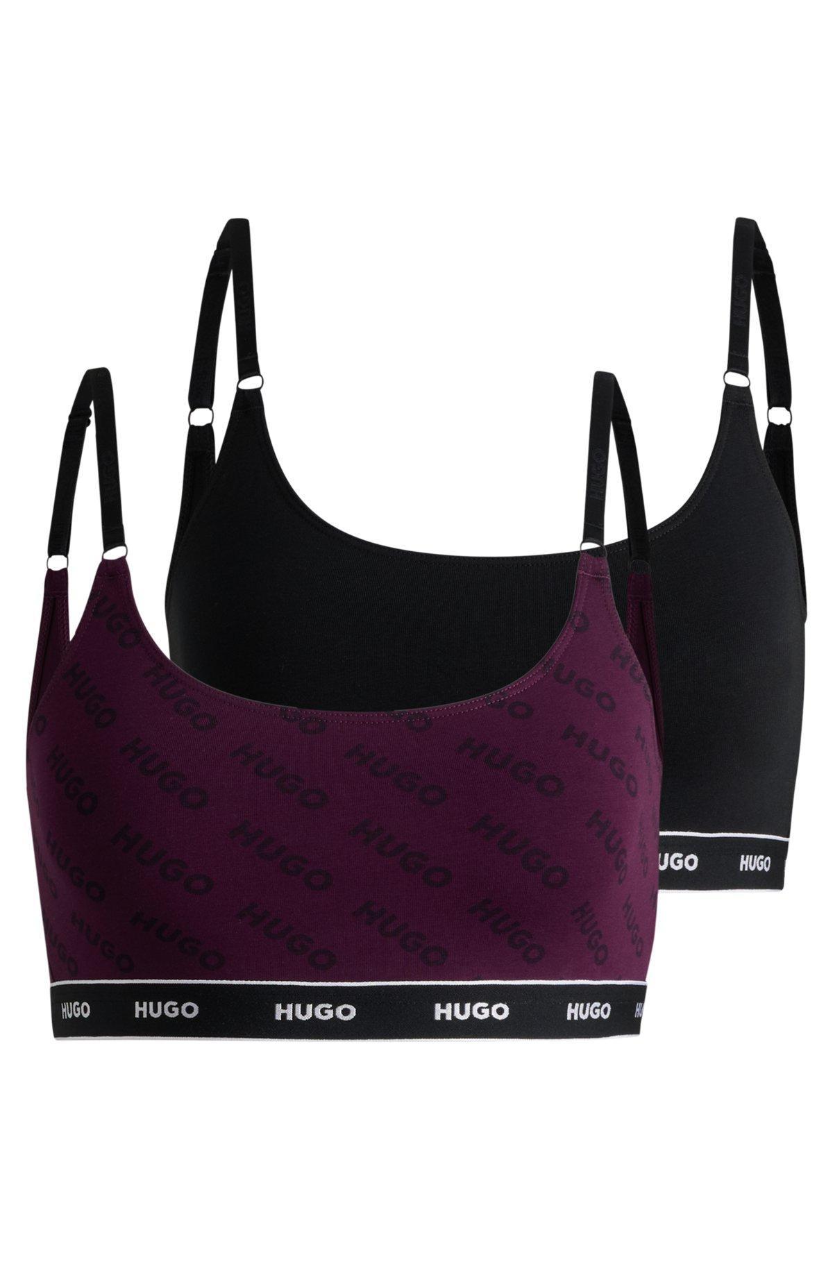 Two-pack of stretch-cotton bralettes with logo underbands Product Image