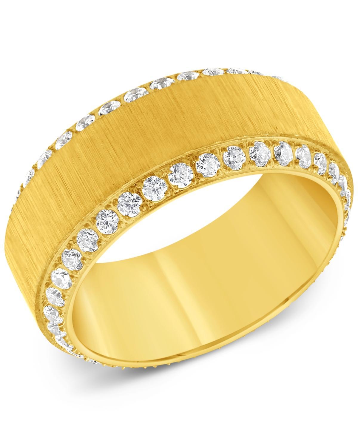 Mens Cubic Zirconia Textured Band in Yellow Ion-Plated Stainless Steel Product Image