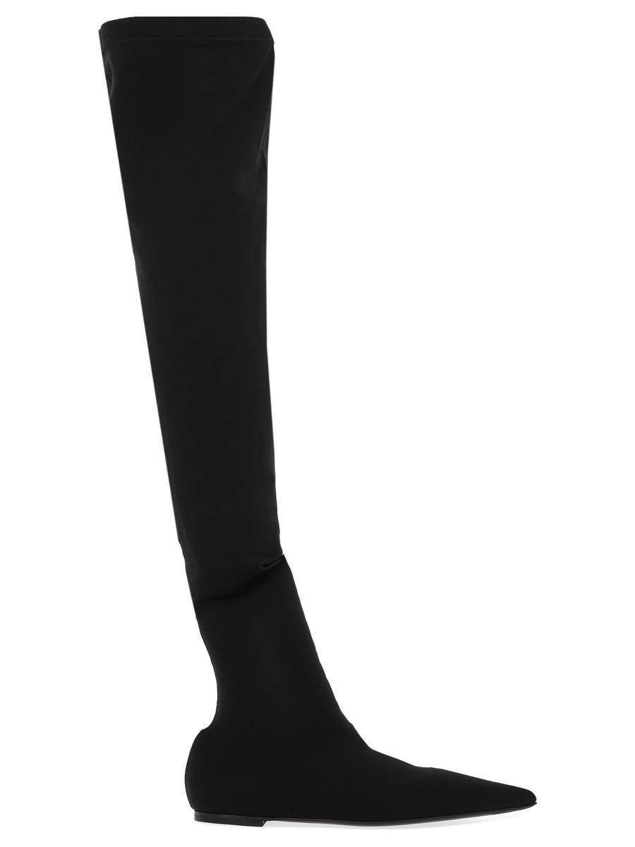 DOLCE & GABBANA Stretch Jersey Thigh-high Boots In Black Product Image