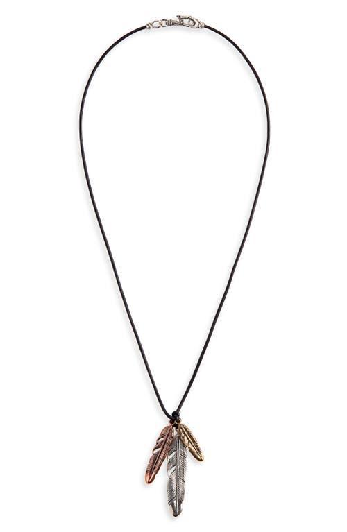 John Varvatos Mixed Feather Pendant Necklace Product Image