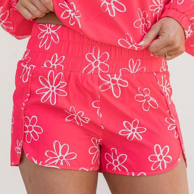 Errands to Run Pink Flower High Waist Shorts Product Image