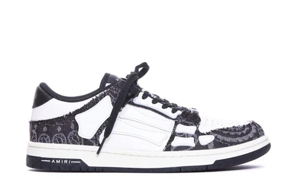 AMIRI Skel Low Top Leather Sneakers In Black White Product Image