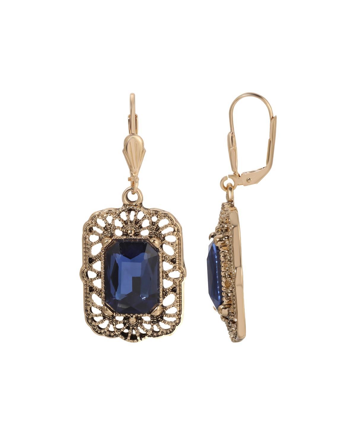 1928 Gold Tone Blue Square Leverback Earrings, Womens, Purple Product Image