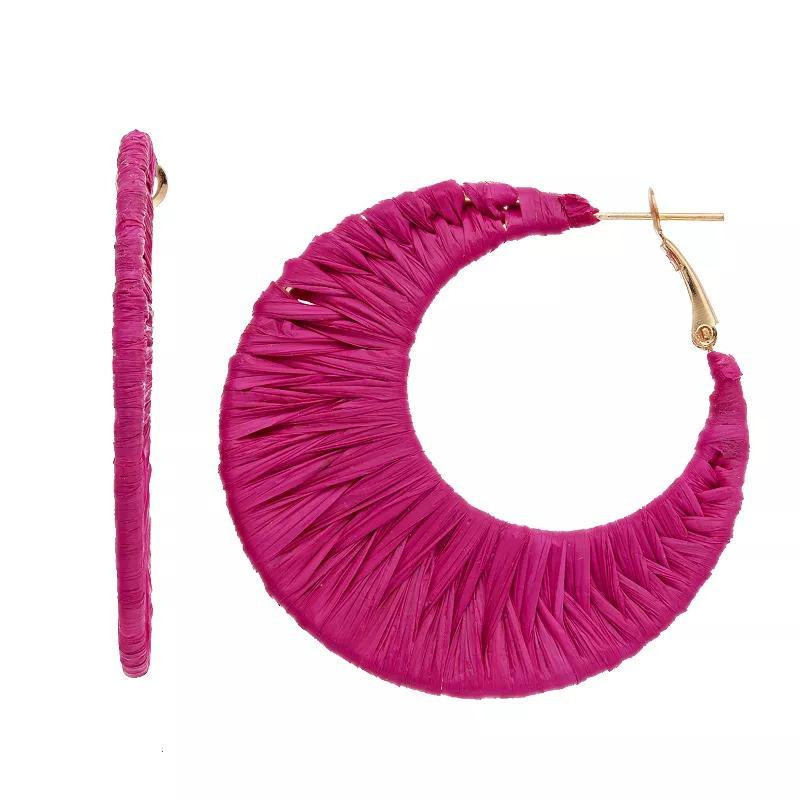 Pannee By Panacea Raffia Round Drop Earrings, Womens, Pink Product Image