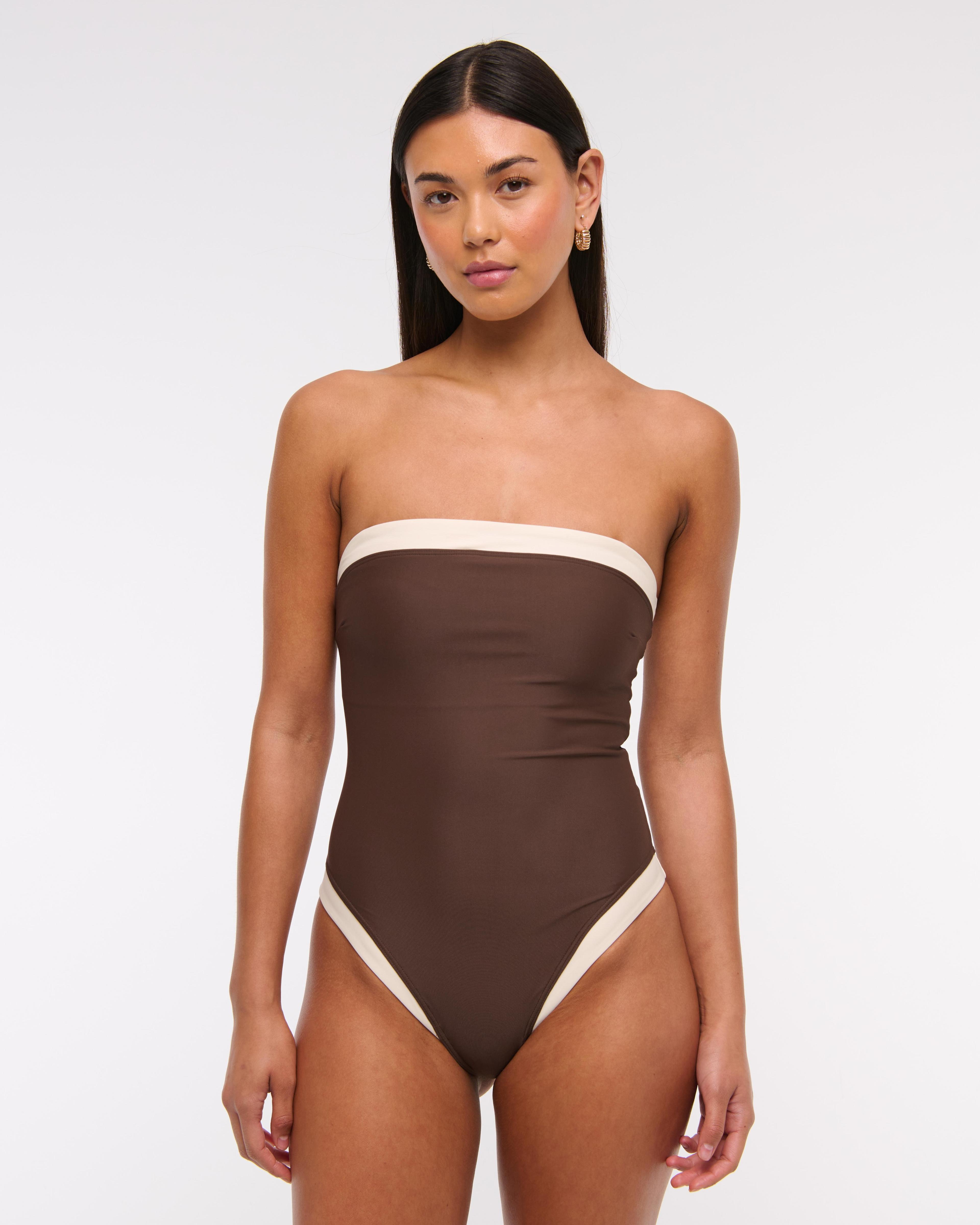 Straight Neck One-Piece Swimsuit Product Image