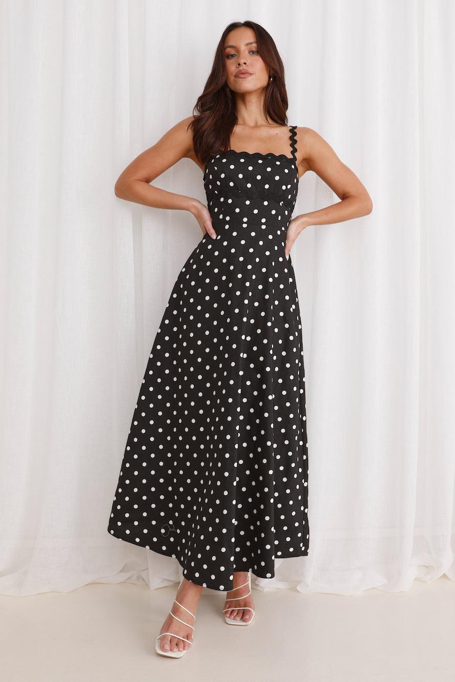 Vintage Vibes Polka Dot Maxi Dress Black Product Image