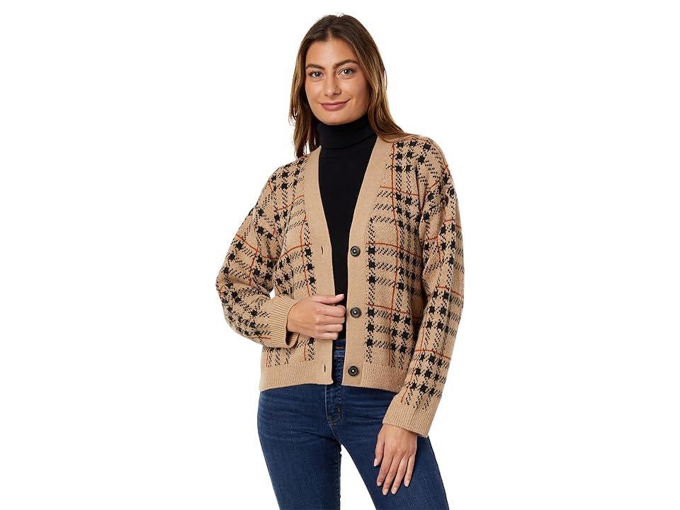 Pendleton Plaid Cropped Cardigan (Taupe Plaid) Women's Clothing Product Image