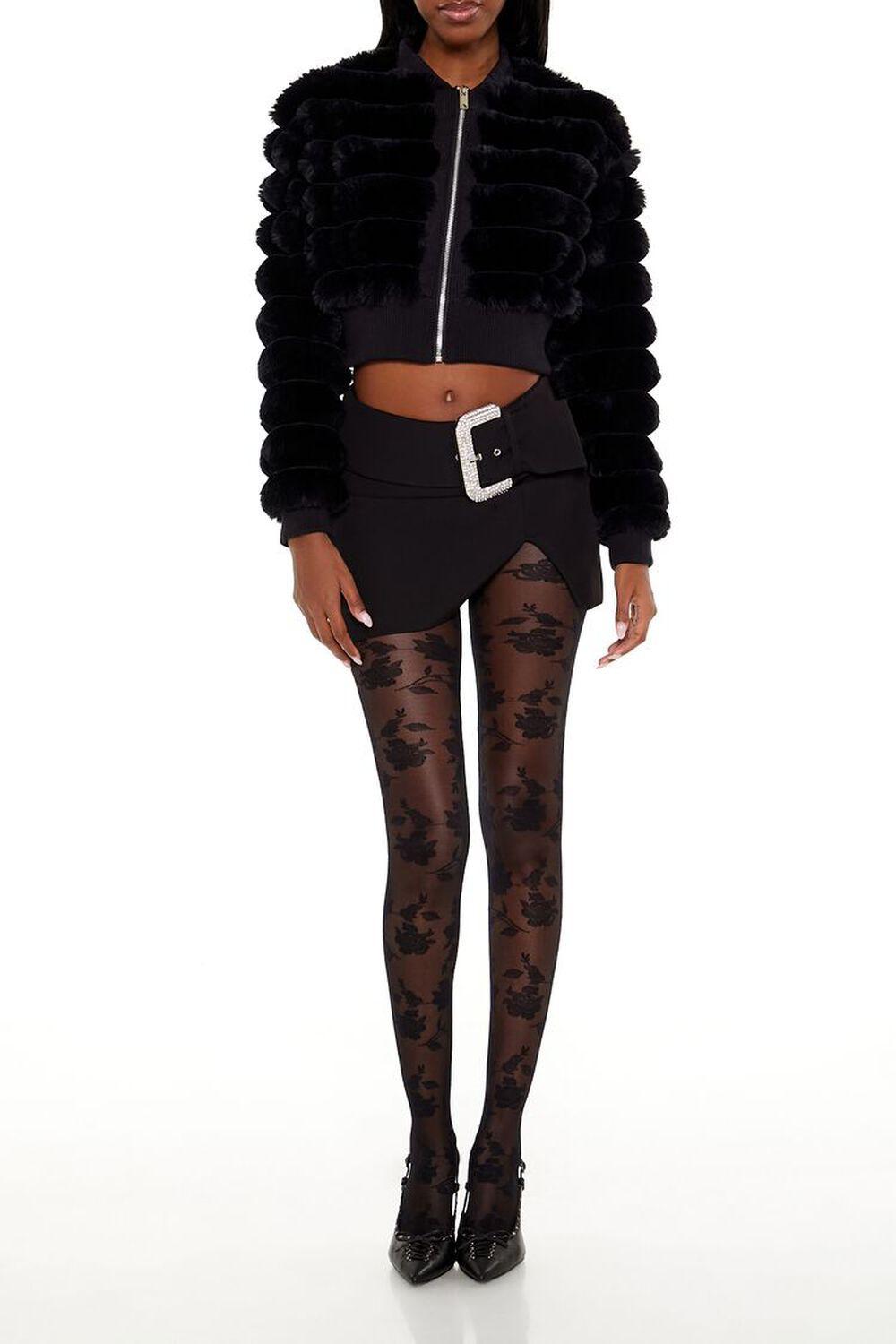 Faux Fur Cropped Bomber Jacket | Forever 21 Product Image