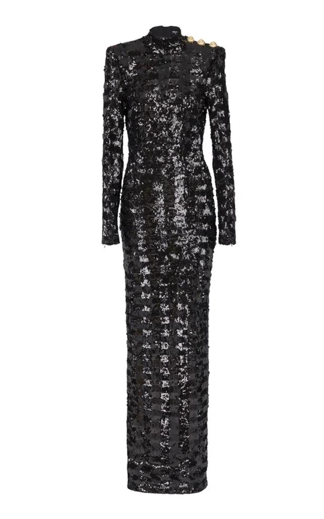 BALMAIN Sequined Maxi Dress In 0pa Black Product Image