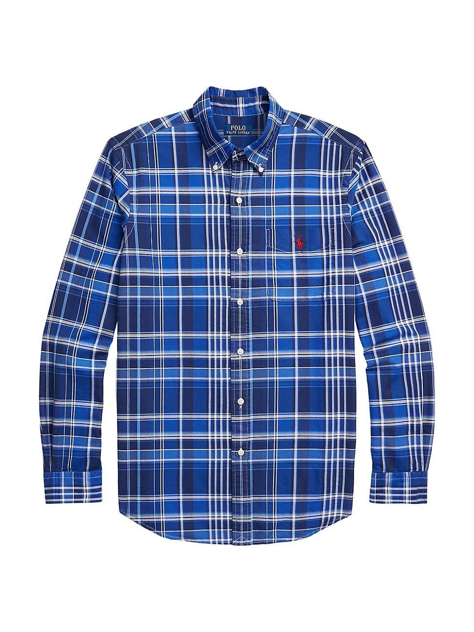 Mens Classic Oxford Plaid Long-Sleeve Sport Shirt Product Image