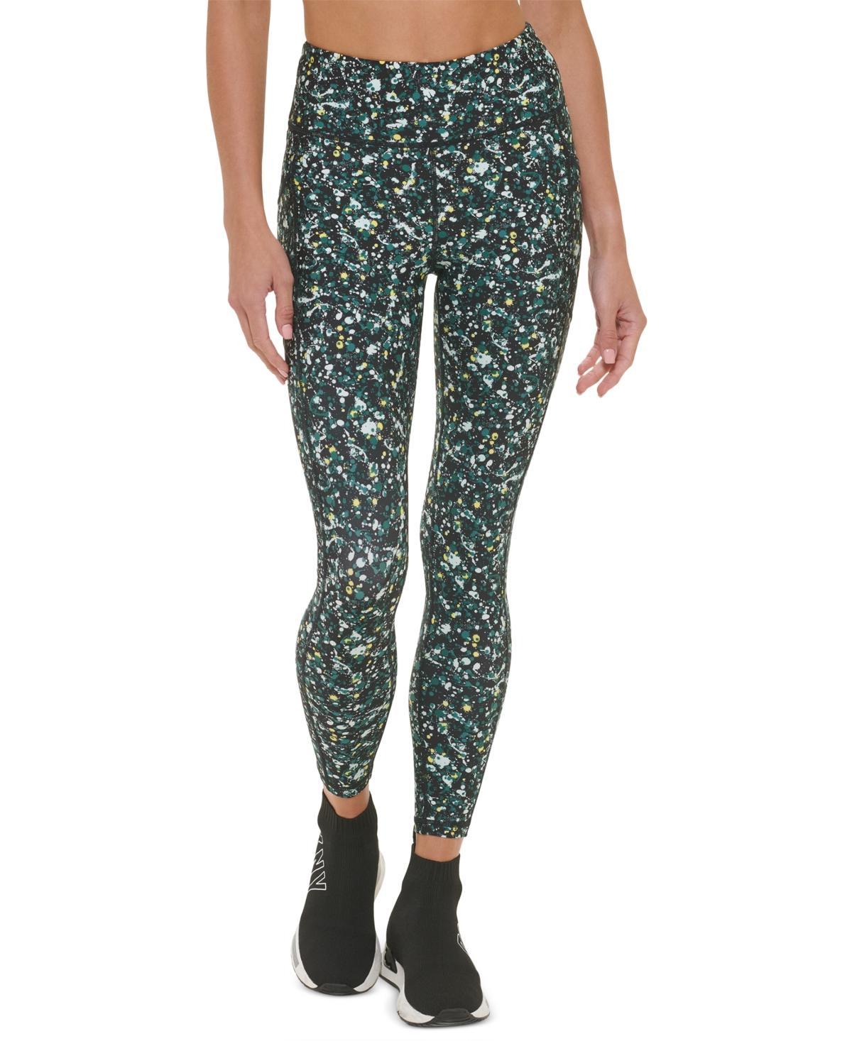 DKNY High-Waist 7/8 Tights w/ Pockets (Lake Blurred Lights) Women's Clothing Product Image