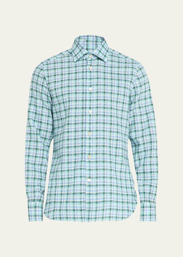 Mens Linen Stretch Plaid Sport Shirt Product Image