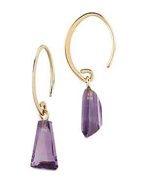 Bloomingdale's Amethyst Drop Threader Hoop Earrings in 14K Yellow Gold - 100% Exclusive - Female Product Image