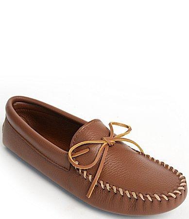 Minnetonka Mens Double Deerskin Leather Softsole Slippers Product Image