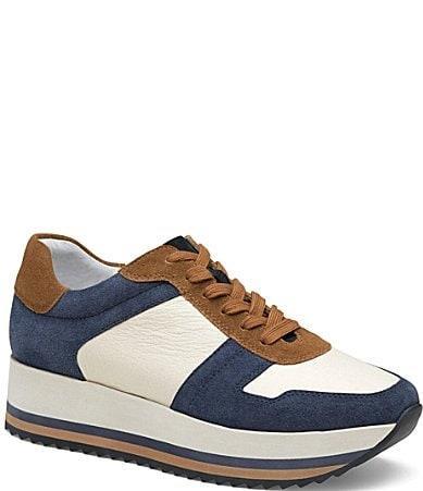 Johnston  Murphy Womens Gracie Leather Platform Sneakers Product Image