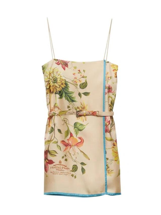 Women's Printed Silk Twill Mini-dress In Yellow Product Image