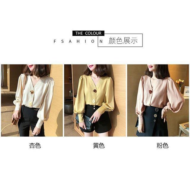 V-Neck Balloon-Sleeve Blouse Product Image