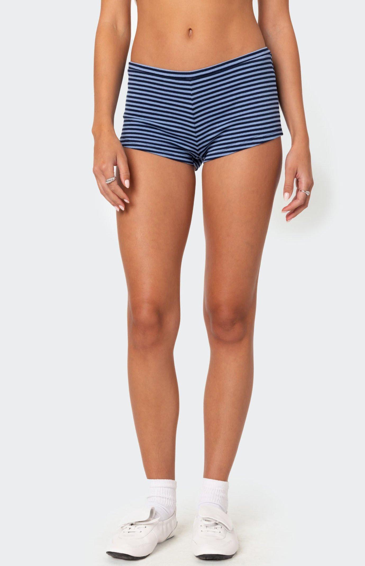 Edikted Women's Levia Striped Micro Shorts Product Image