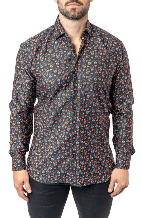 Maceoo Fibonacci Skull Heart Contemporary Fit Button-Up Shirt Product Image