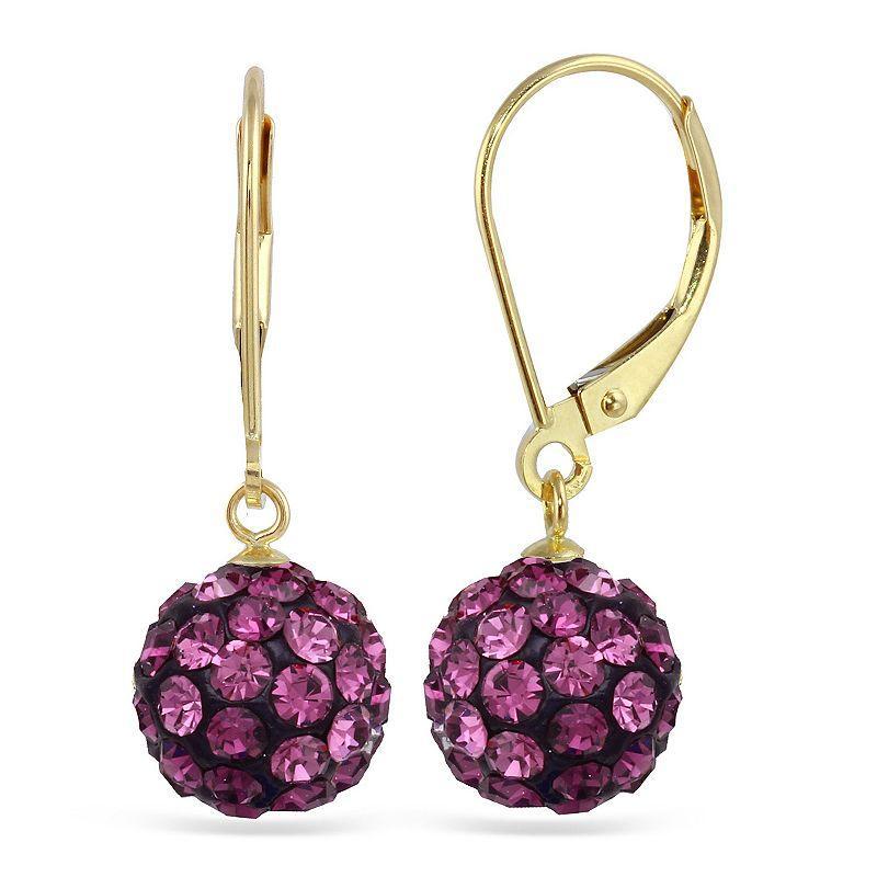 14k Crystal Fireball Drop Earrings, Womens, Purple Product Image