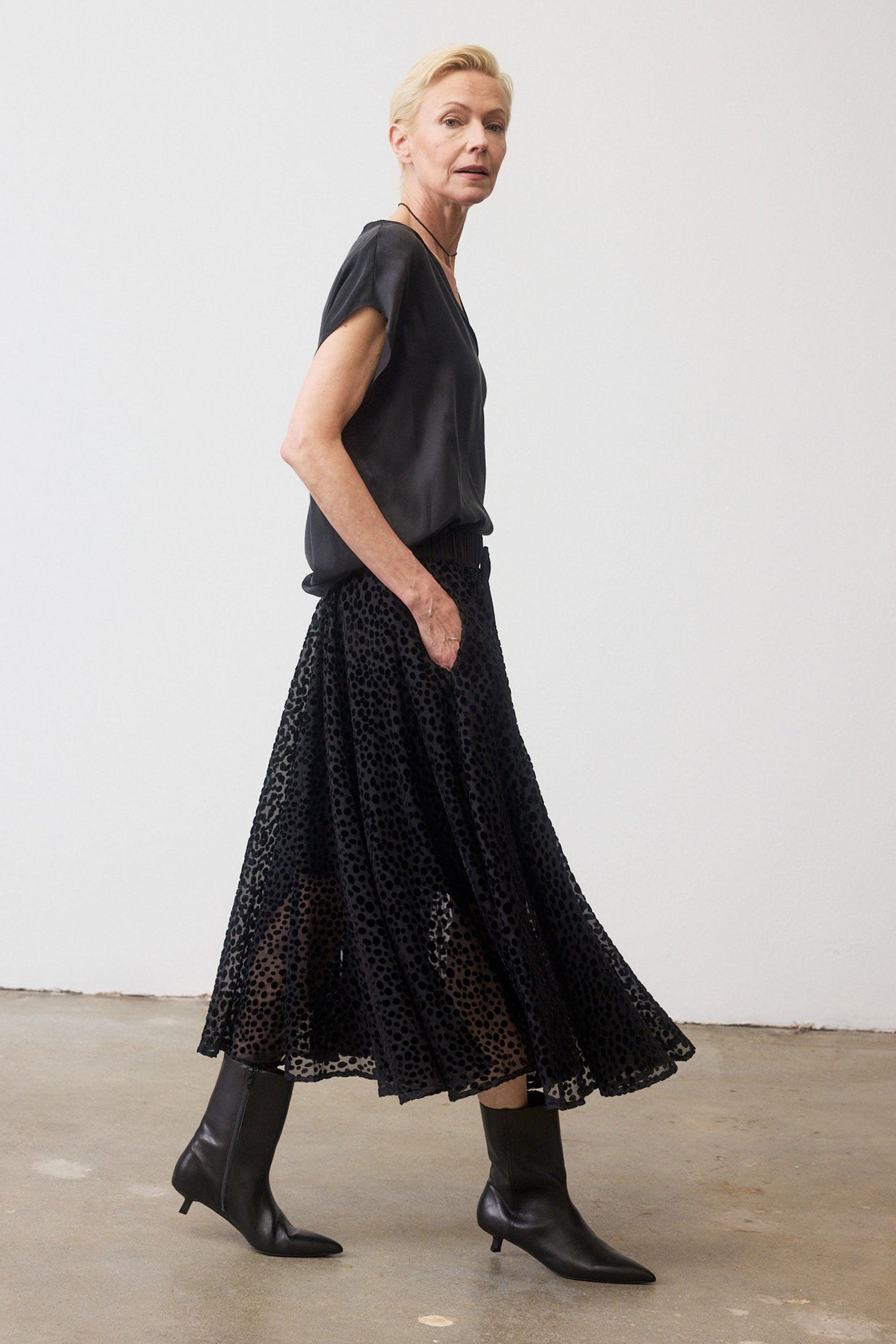 Pull-On Velvet Burnout Maxi Skirt Product Image