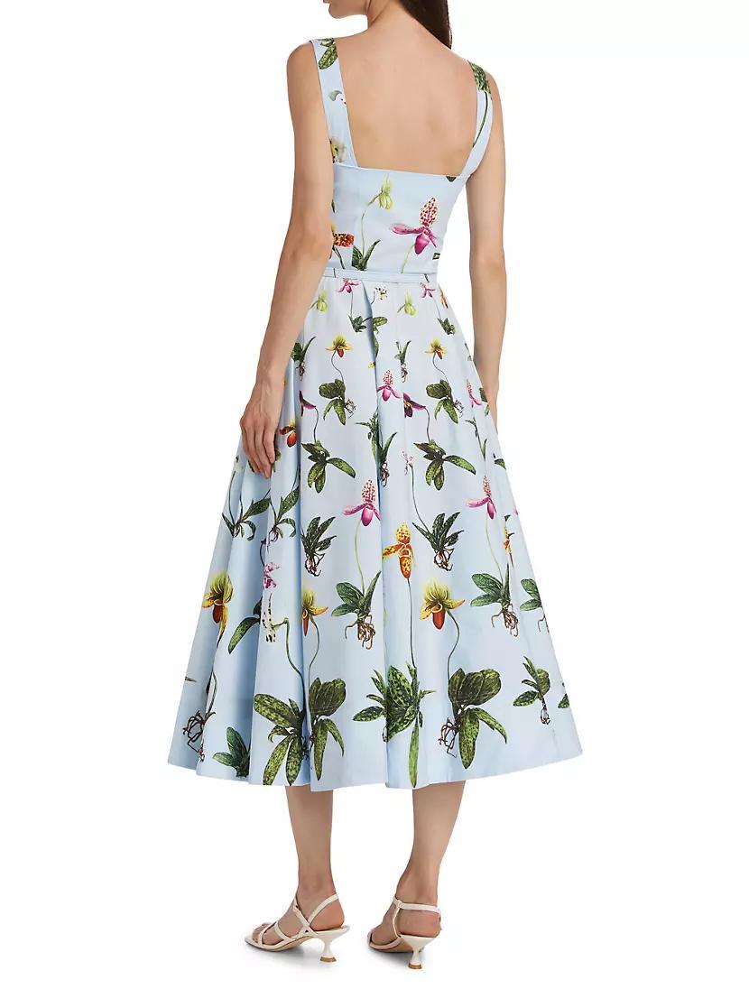 Floral Cotton Belted Midi-Dress Product Image