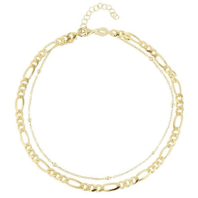 Sunkissed Sterling Double Figaro & Ball Chain Anklet, Womens Gold Product Image