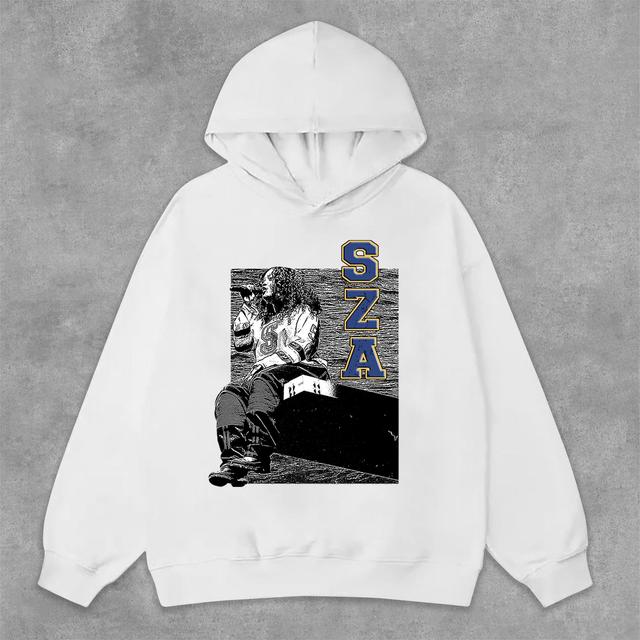 Fashion Sza Graphics Print Side Pockets Hoodie Product Image