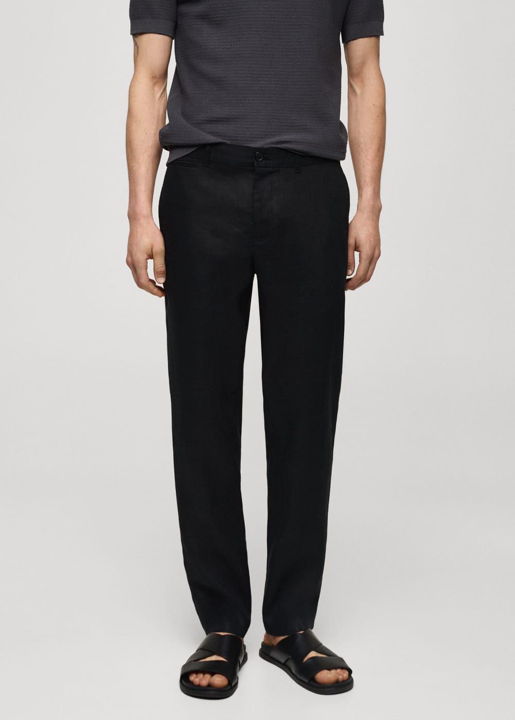 Mango Mens Linen Slim-Fit Pants Product Image