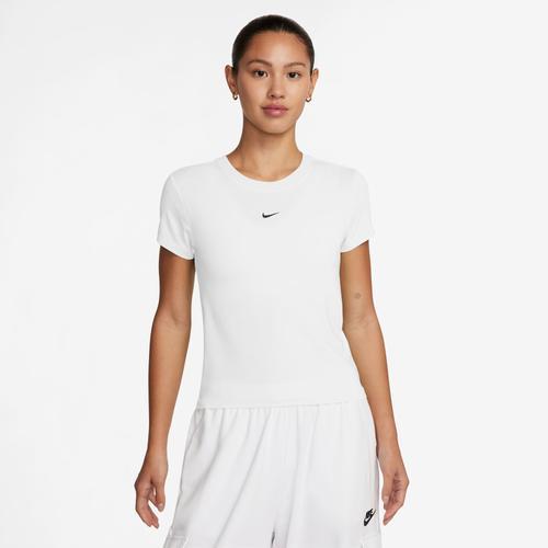 Nike Womens Nike Chill Knit Crop T-Shirt - Womens Black/White Product Image