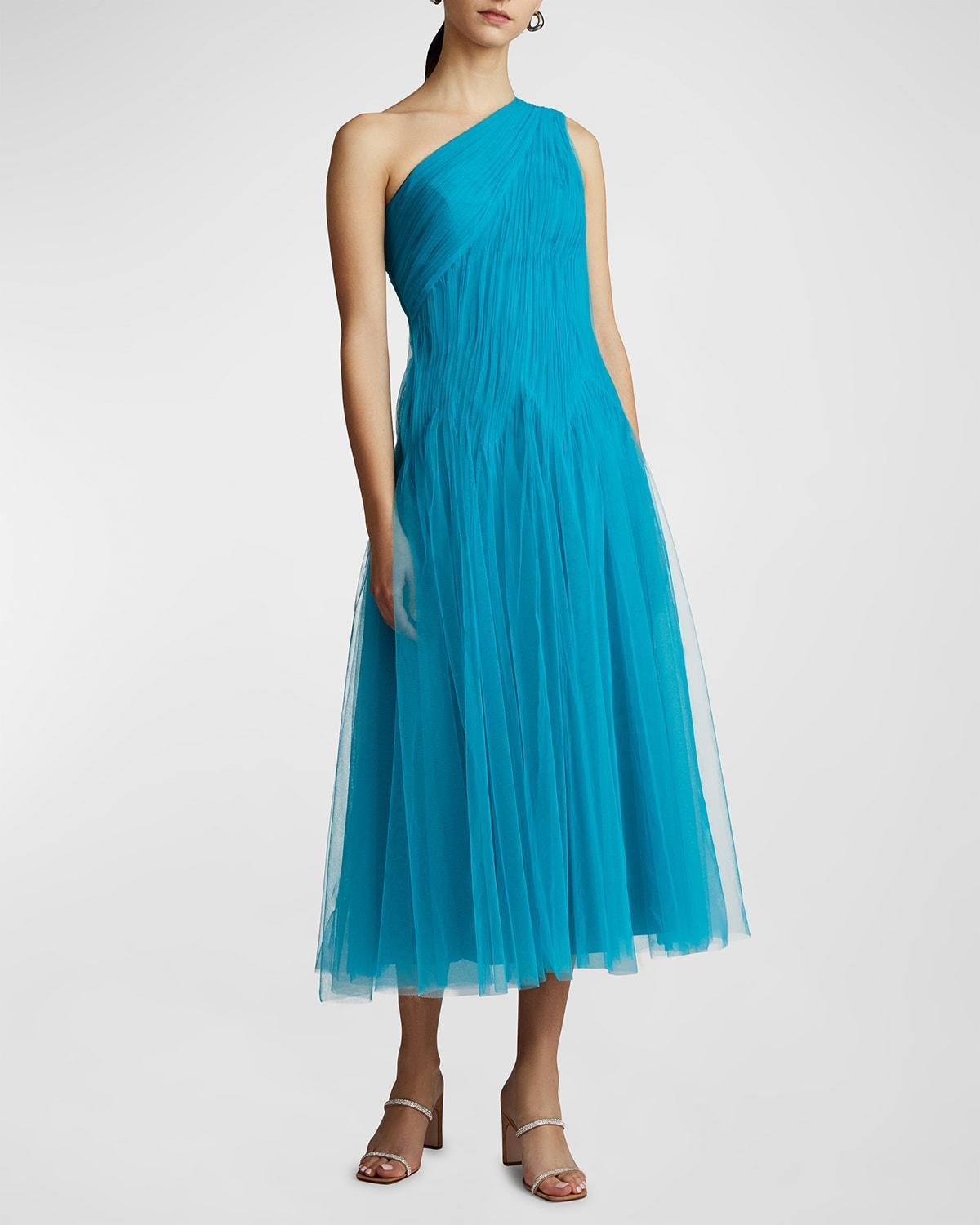 Womens One-Shoulder Tulle Midi-Dress Product Image