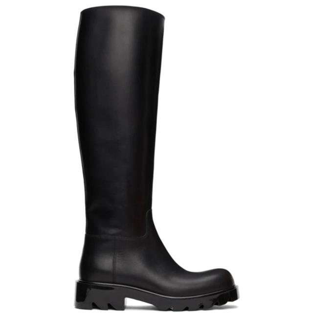 BOTTEGA VENETA Leather Lug Knee-high Flatform Boots 55 In Black Product Image