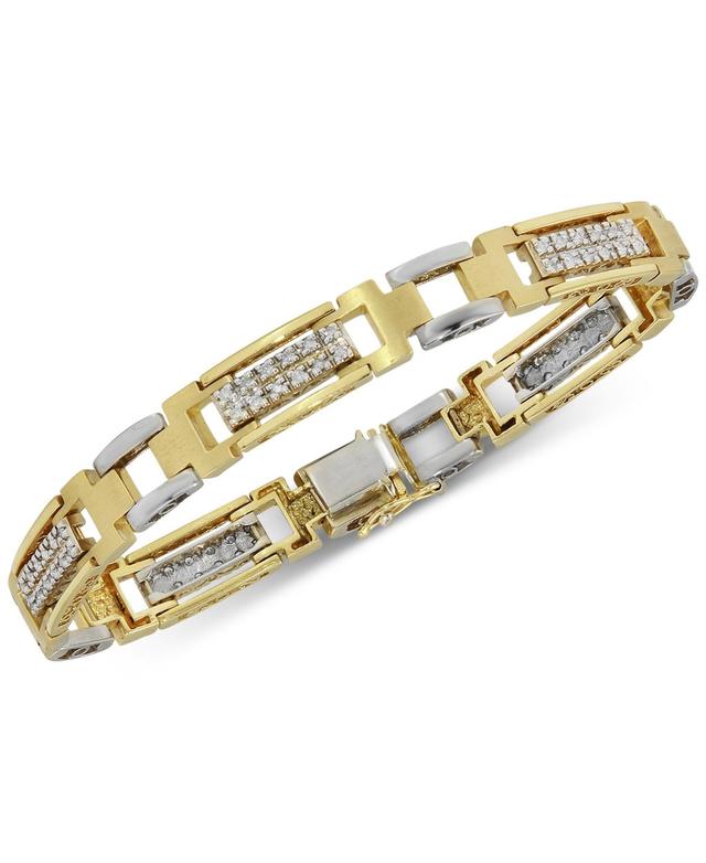 Mens Diamond (1 ct. t.w.) Bracelet in 10k Yellow & White Gold Product Image