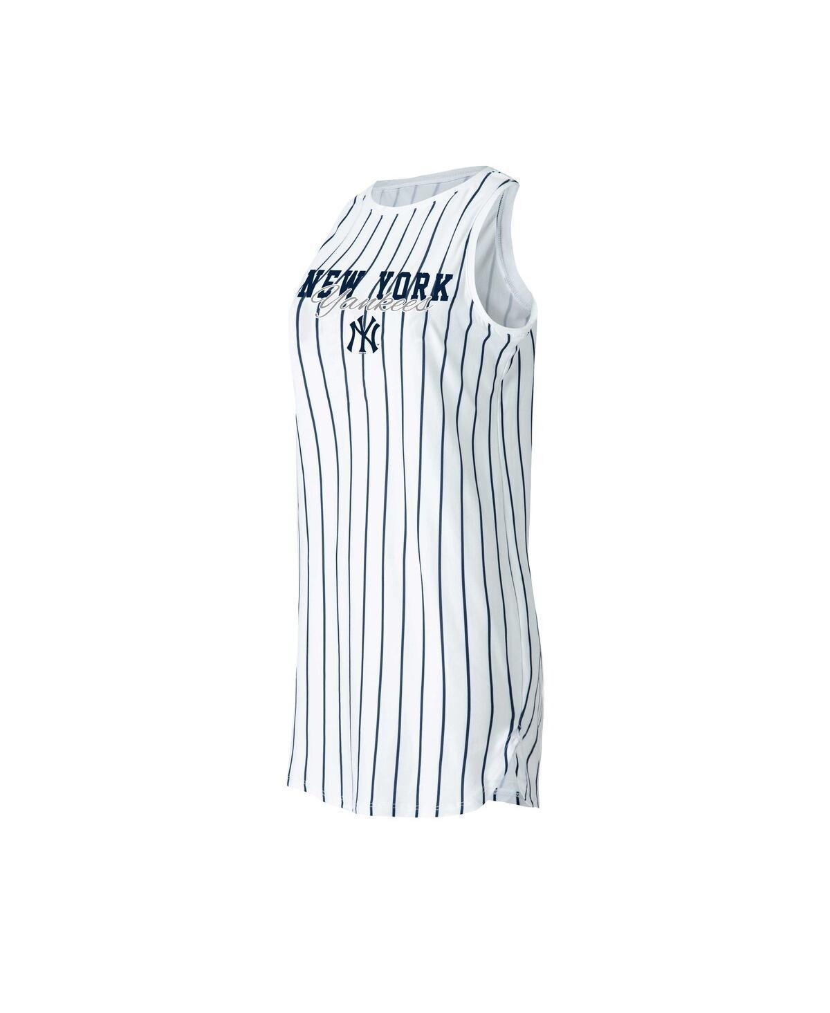 Womens Concepts Sport White New York Yankees Reel Pinstripe Knit Sleeveless Nightshirt Product Image