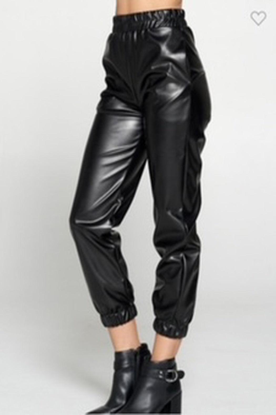 Faux Leather Joggers Product Image