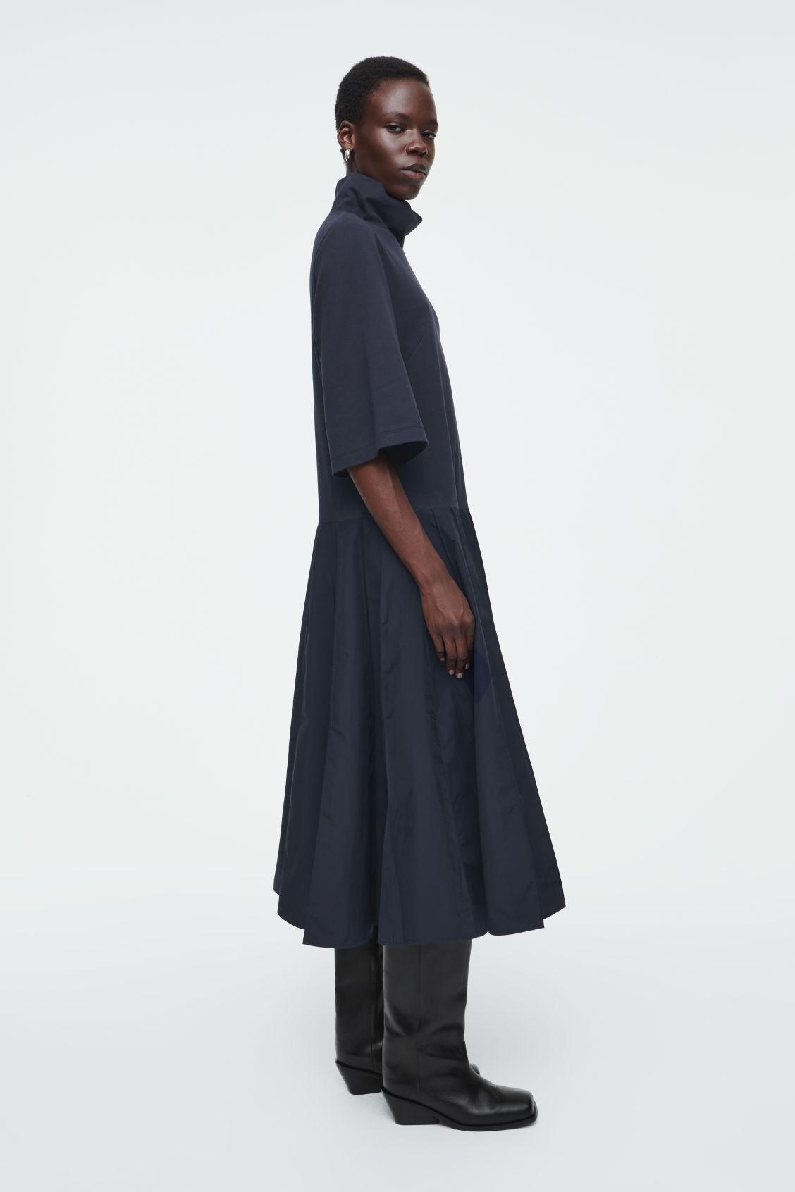 FUNNEL-NECK PANELLED MIDI DRESS Product Image