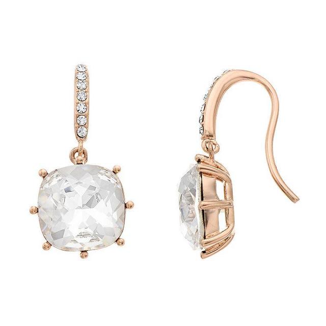 Brilliance Rose Gold Tone Crystal Drop Earrings, Womens, Pink Tone Clear Product Image