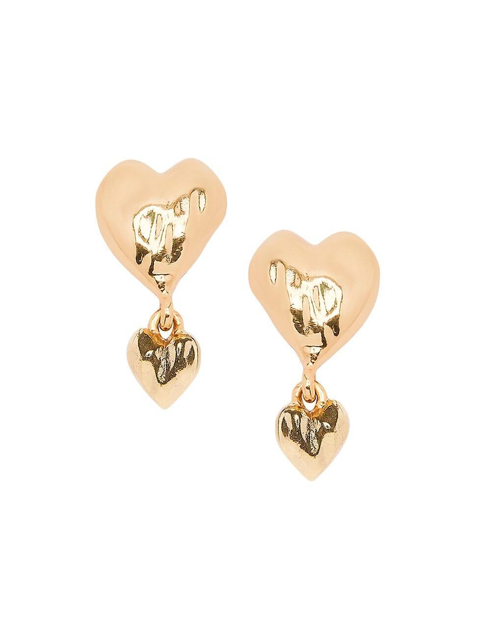 Womens Double Heart Goldtone Drop Earrings product image