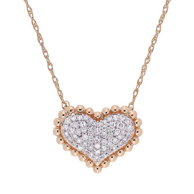 Stella Grace 10k Gold 1/4 Carat T.W. Diamond Heart Necklace, Womens 10k Pink Product Image