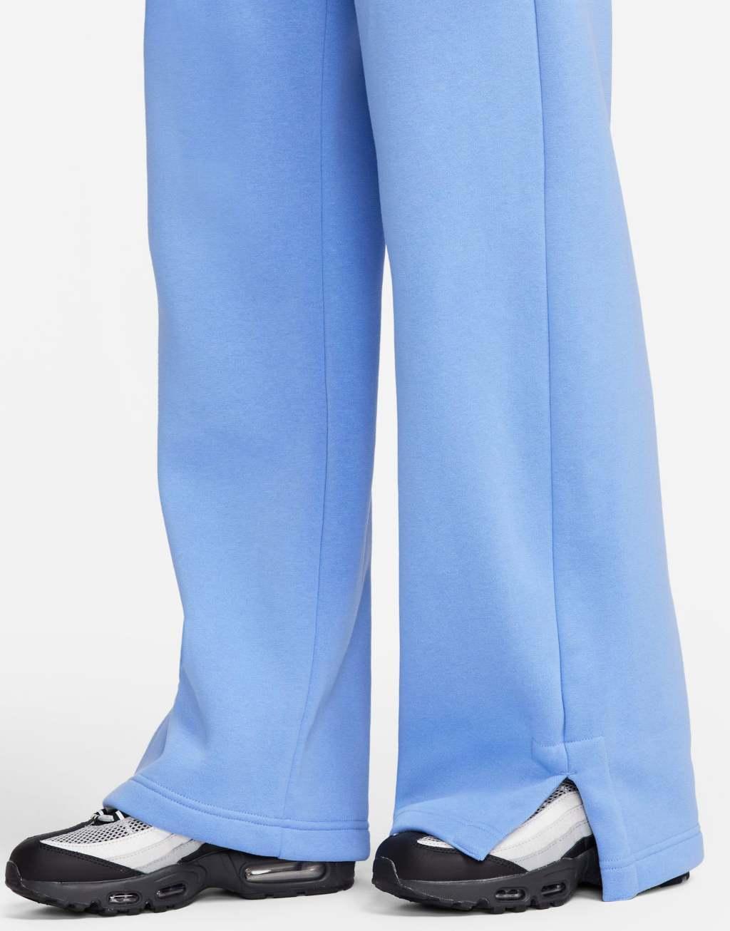 Nike Phoenix Fleece high rise wide leg sweatpants in blue Product Image