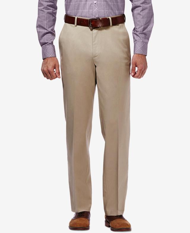 Mens Haggar Premium No-Iron Khaki Stretch Classic-Fit Flat-Front Pants Med Brown Product Image