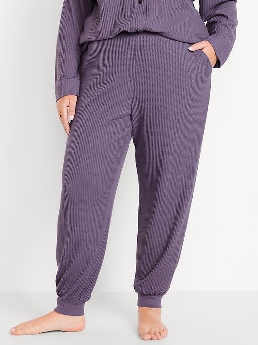 High-Waisted Waffle Lounge Joggers Product Image