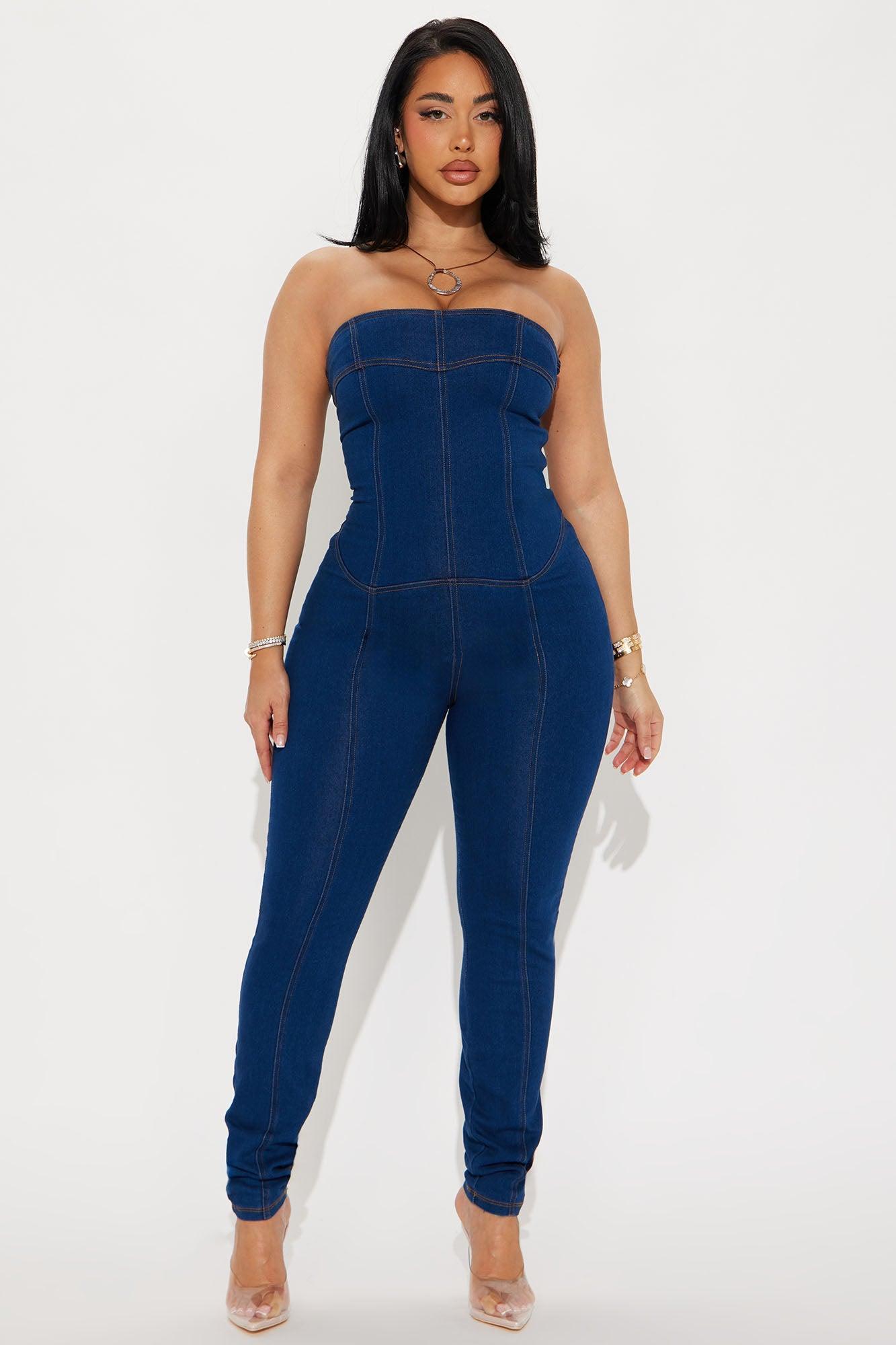 Delilah Denim Jumpsuit - Dark Wash Product Image