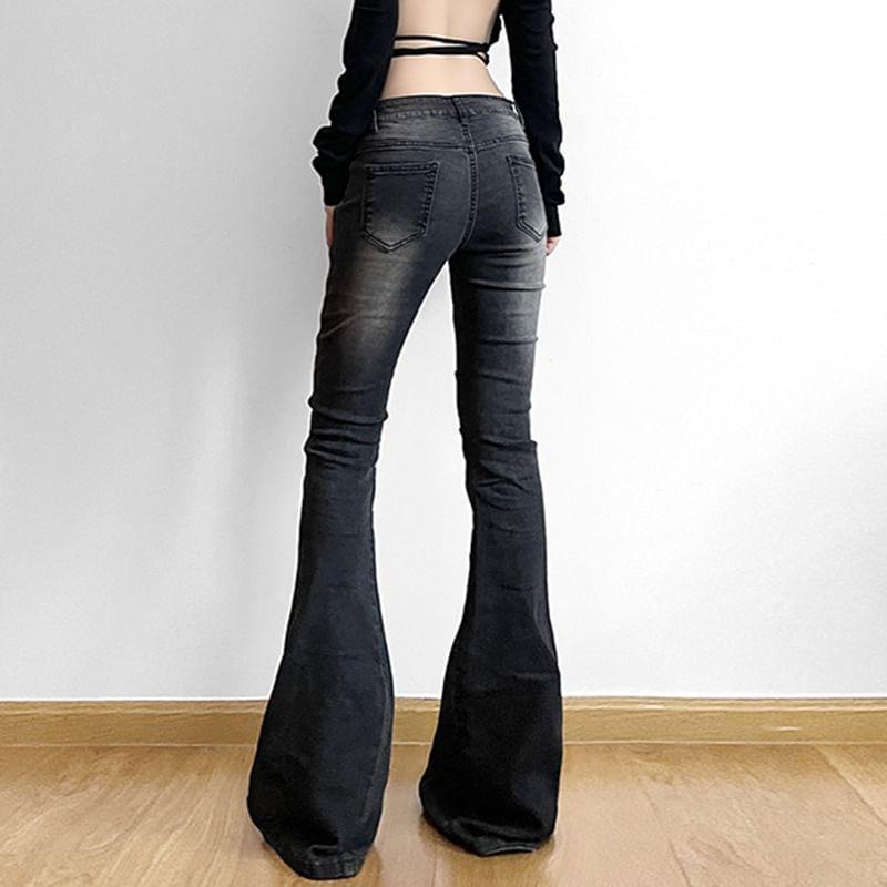 Mid Rise Washed Flared Jeans Product Image