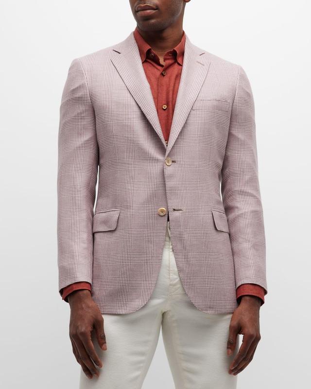 Brioni Men's Soft Plaid Sport Coat - Size: 48R EU (38R US) - PINK Product Image