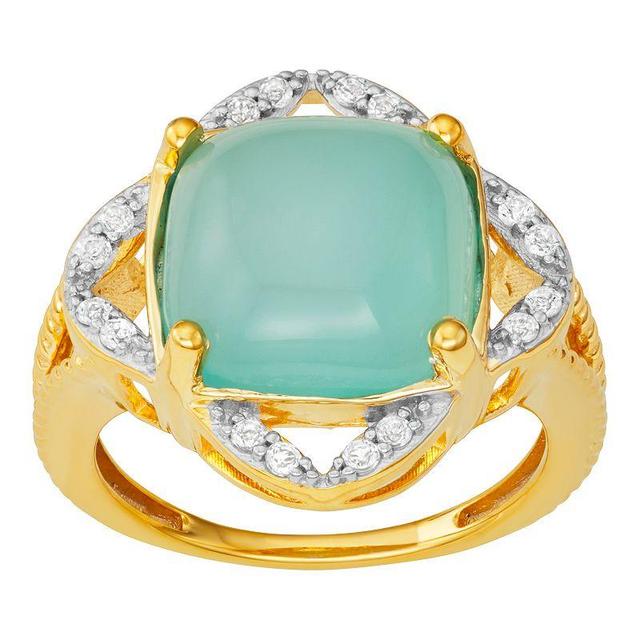 Jewelexcess 14k Gold Over Silver Chalcedony & White Topaz Open Halo Ring, Womens 14k Gold Plated Product Image