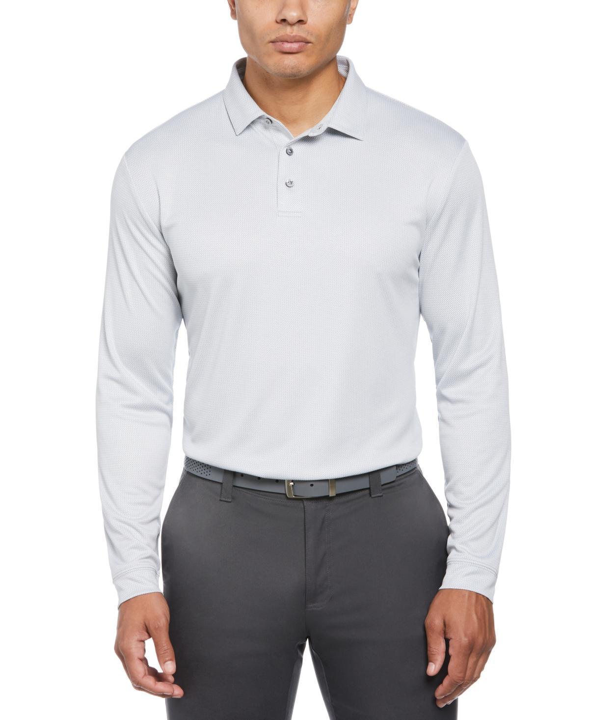 Pga Tour Mens Mini Jacquard Long Sleeve Golf Polo Shirt Product Image